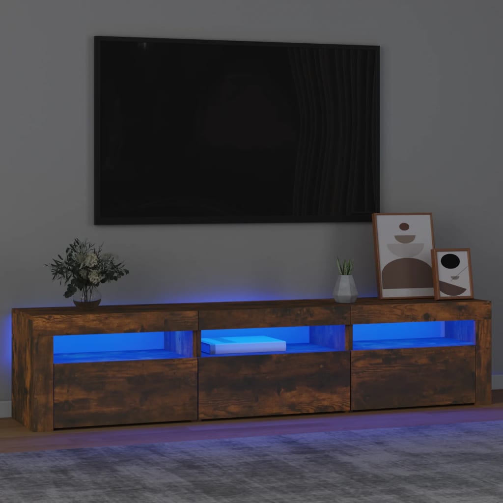 Vidaxl Szafka Pod Tv Z Oświetleniem Led, Przydymiony Dąb, 180X35X40 Cm