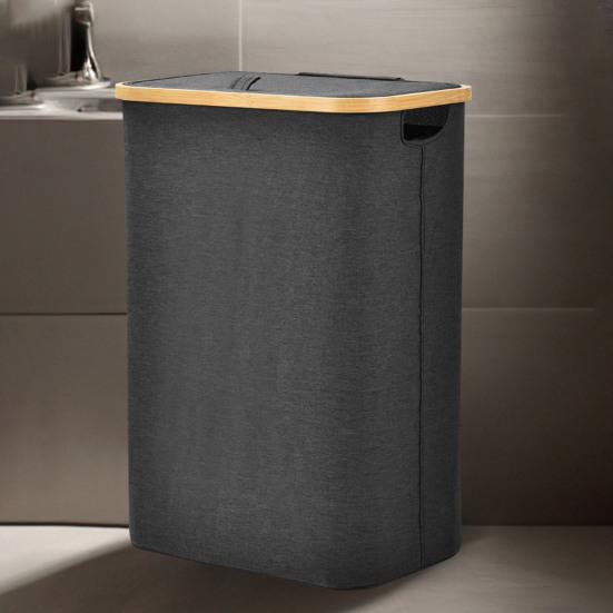 Slim Laundry Hamper Dirty Clothes Basket with Lid Large Capacity Handle Design Foldable