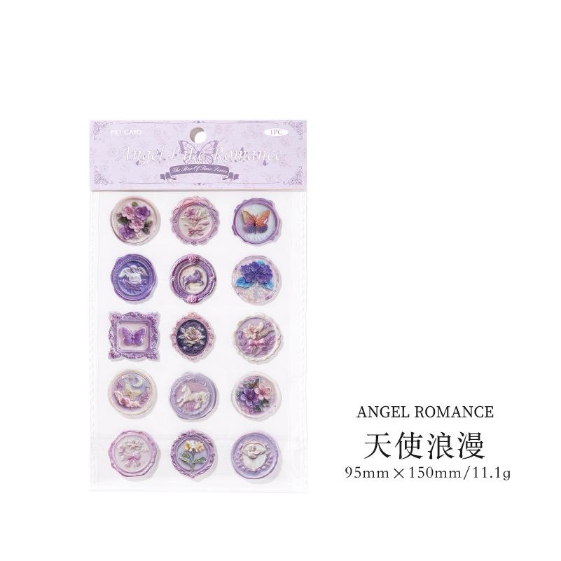 1pack/15pcs Vintage Lacquer drip adhesive stickers Decorative Hand Account Diary Album Scrapbooking accessories Craft Supplies