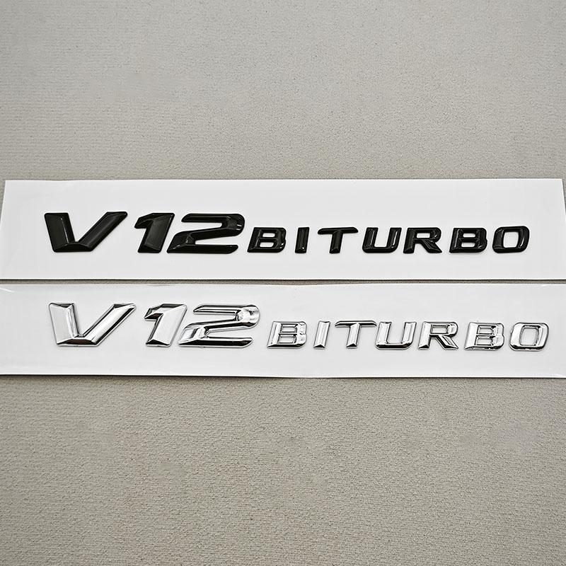 3D ABS Car Styling Logo V12 BITURBO Badge Side Fender Emblem Decal For Benz S680 GLS600 AMG S65 SL65 G63 G65 Accessory