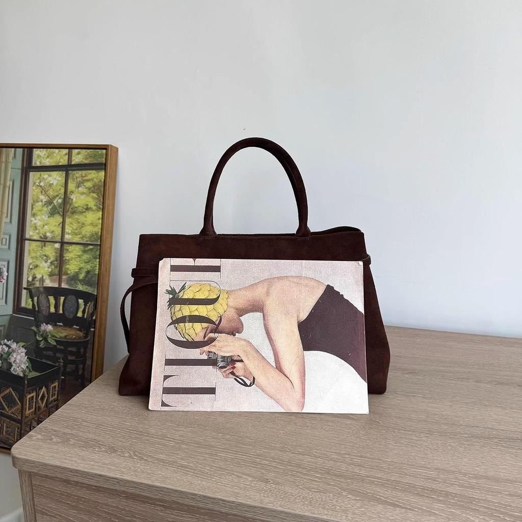 Женская ретро замшевая сумка-тоут для通勤 - Большая вместимость, сумка-стрела для осени и зимы