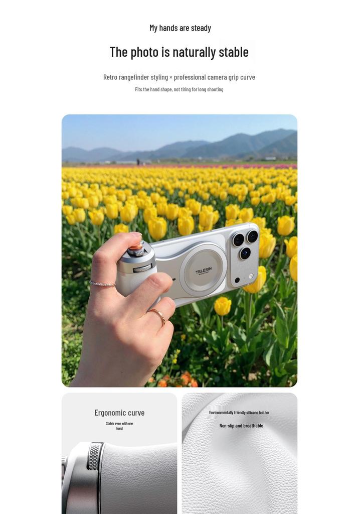 Telesin Рукоятка для мобильной фотографии для iPhone 17 Pro/Max с Bluetooth и беспроводной зарядкой