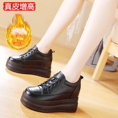 Осенняя женская обувь новая модная на толстой подошве-маффин на шнуровке бархатная с внутренней танкеткой повседневная спортивная женская обувь одинарная обувь