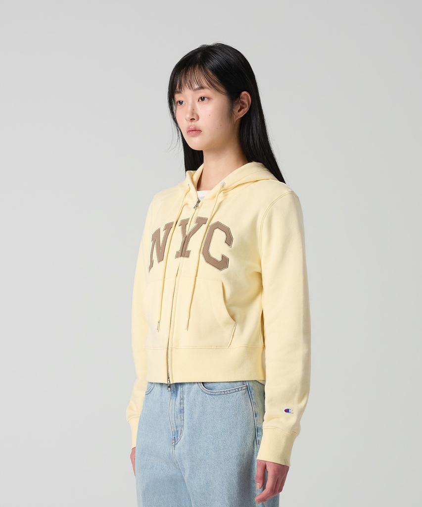 Champion Женская укороченная худи на молнии NYC Кремовая