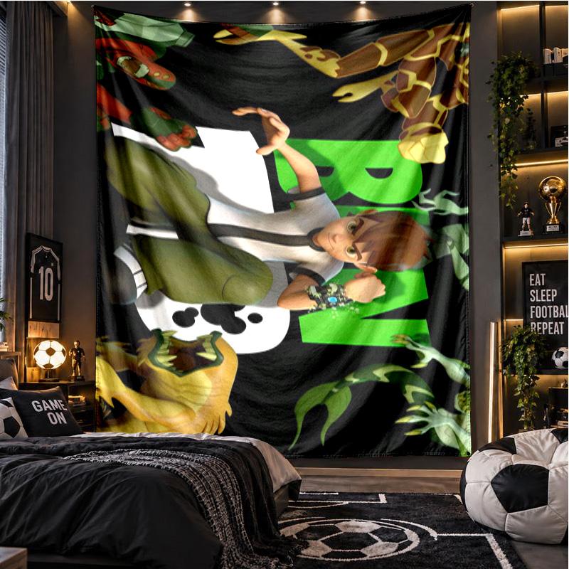 Super Hero Ben 10 Cartoon Theme Beach Towel Personalized Custom Name & Text Soft Quick Dry Beach Towel for Swimming Travel