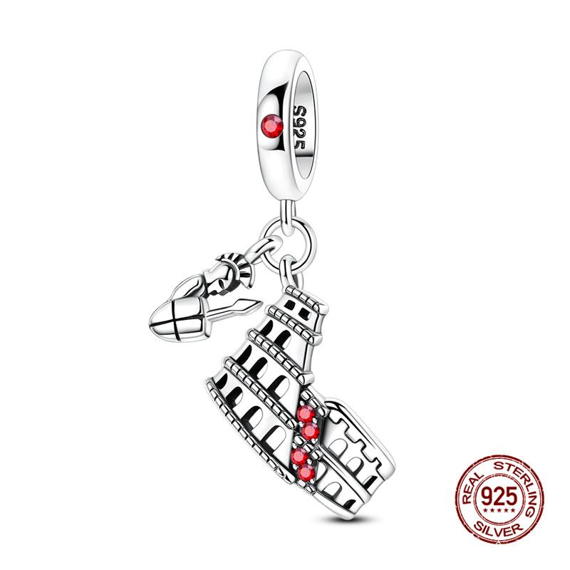 Original Charm Copper Landmark Building Series Charm Bead Fit 3Mm Original Bracelet For Women Diy Fine Jewelry Gift