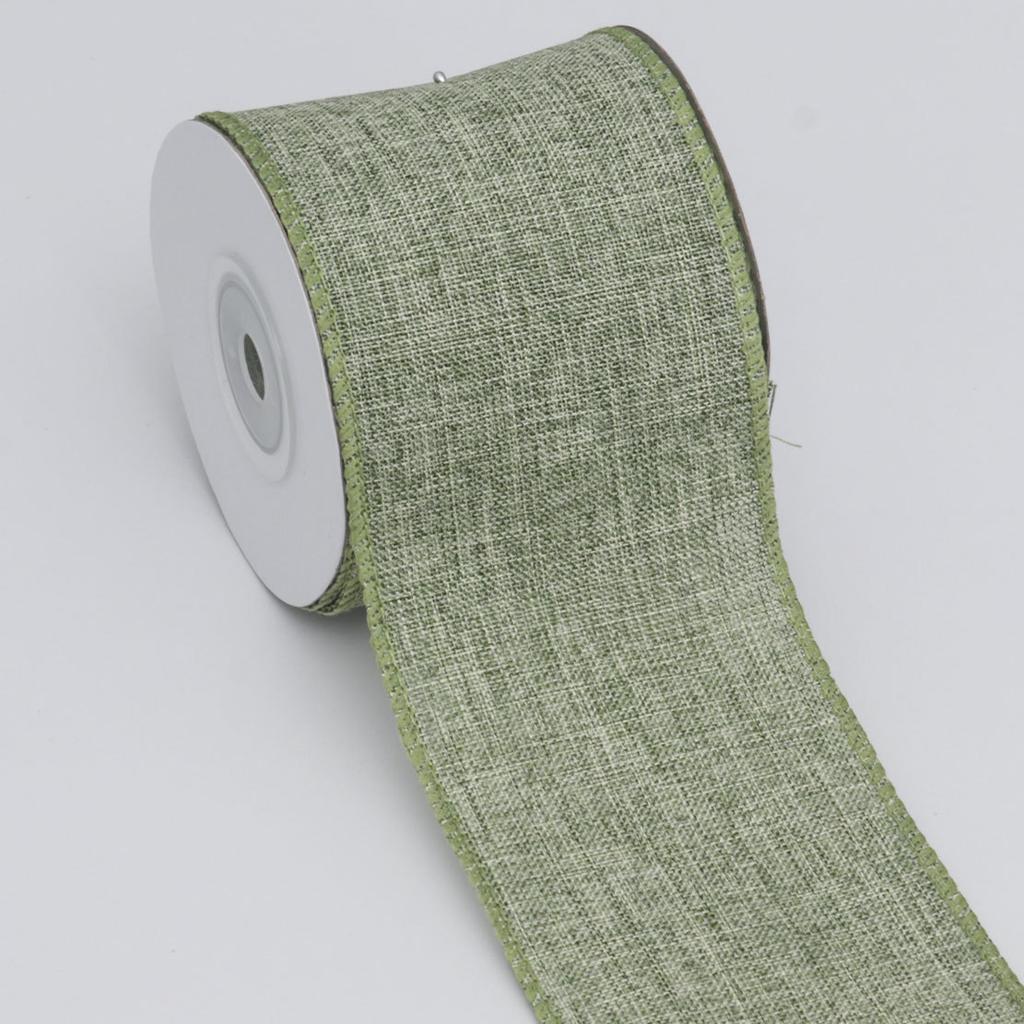 Decorative Romantic and Cozy Solid Color Christmas Day Decoration Ribbon Plaid Ribbon Imitation Hemp Ribbon Wire Edge Imitation Hemp Woven Ribbon