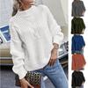 Plus Size, Plus Size Women's Casual Solid Color Jacquard Sweater - Loose Fit Long Sleeved Round Neck Pullover, Comfortable Fabric