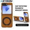 KEYSION Чехол из искусственной кожи MagSafe для Samsung Z Flip 6 5 4 3 5G с вращающимся на 360° магнитным кольцом-подставкой и функцией беспроводной зарядки
