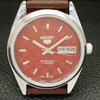 ВОССТАНОВЛЕННЫЕ МУЖСКИЕ ЧАСЫ SEIKO 5 AUTOMATIC, СДЕЛАНО В ЯПОНИИ, КРАСНЫЙ ЦИФЕРБЛАТ, ИЗГОТОВЛЕНЫ НА ЗАКАЗ a440073-2 QV90-a440073