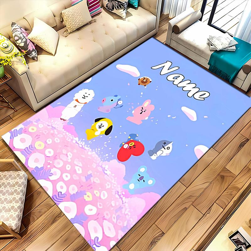 Custom personalization BT21 logo Area Rug - Perfect For Kitchen, Bathroom,Laundry Room Decor Large Size Available,Gift All Seasons