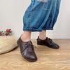 Johnature Women Flats Shoes Round Toe Lace-up Genuine Leather Casual Handmade Comfortable Solid Color Shoes