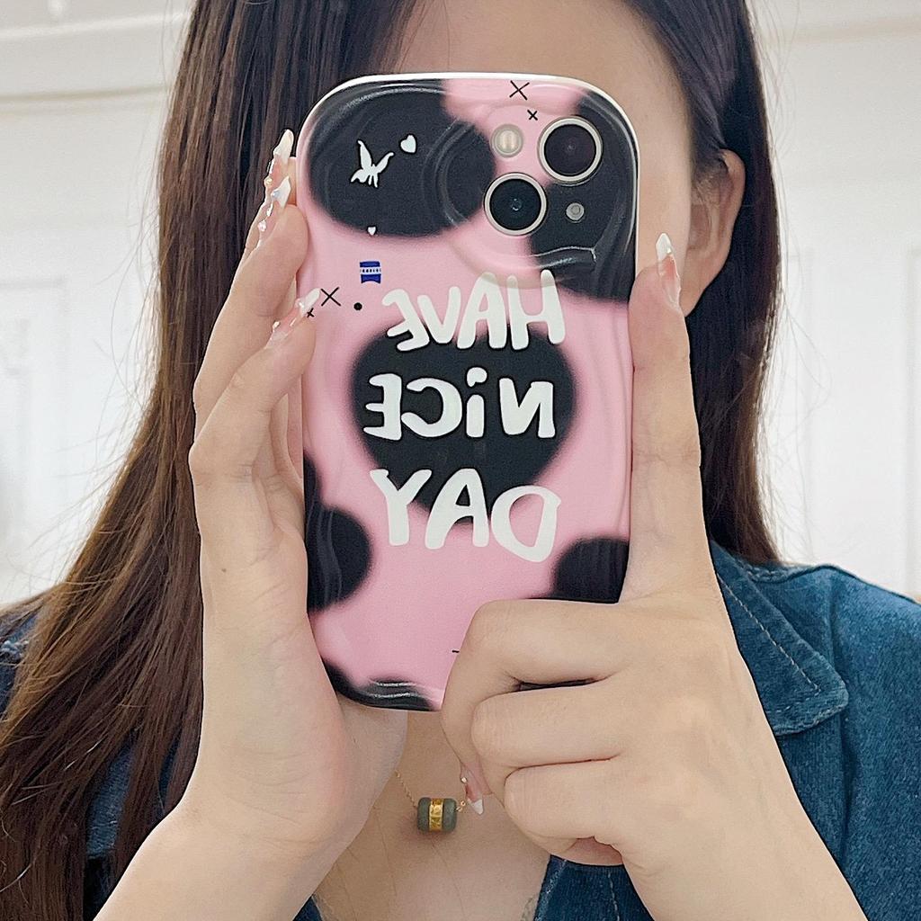 Милый силиконовый чехол для Infinix Hot 30i Xiaomi Redmi Note 12 11 iPhone 15 14 13 Samsung A54 A34 Funda окрашенный мультяшный черный точечный чехол Мягкий бампер из ТПУ