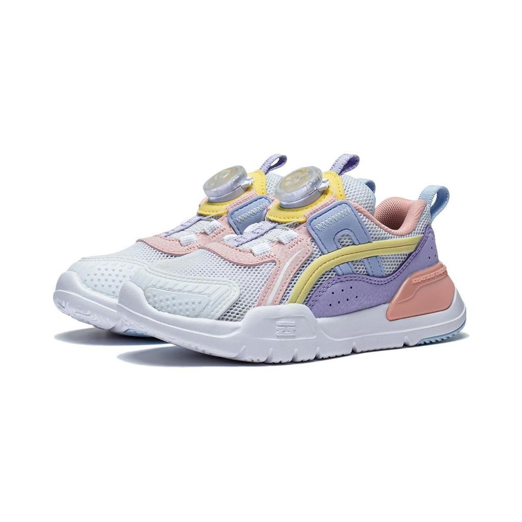 Li Ning Kids Cloud Five Shield Comfortable Daily Non-Slip Wear-Resistant Casual Shoes Kids Shoes White Purple Pink YKNT044-2