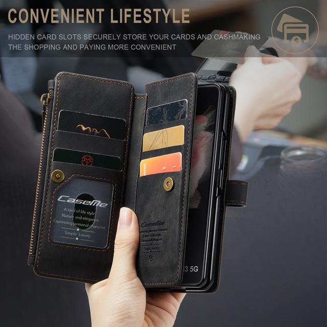 Складной кожаный чехол-кошелек с защитой от пыли для Samsung Galaxy Z Fold 4 Fold4 Fold 3 Fold3 5g S23 Ultra S22 S21 Plus S20 Fe
