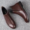 Chelsea Winter Black Mens Boots Натуральная кожа Офисные ботинки Модная дизайнерская обувь Мужская теплая зимняя обувь без застежек из коровьей кожи