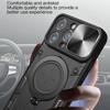 For iPhone 15 Pro Slide Camera Lid PC+TPU Back Cover Rotation Kickstand Phone Case