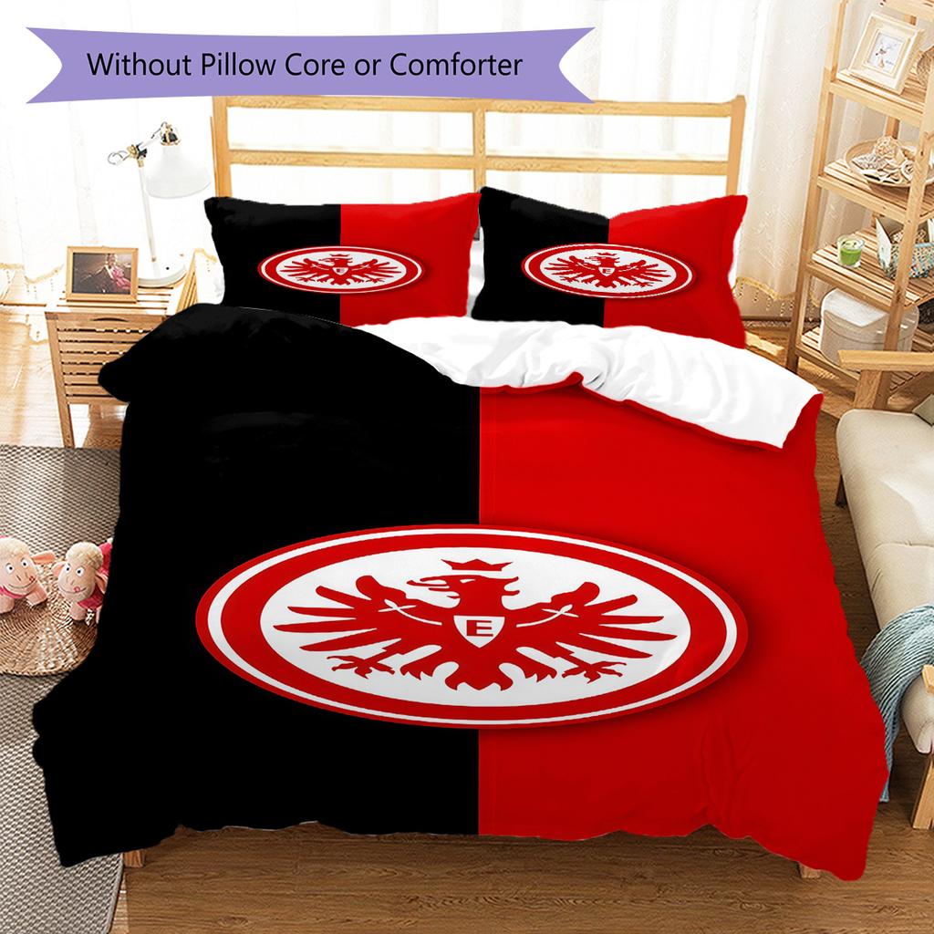 Eintracht Frankfurt Pattern Bedding Quilt Set Quilt Cover Pillowcase Home Decoration Birthday Gift (1 * duvet cover + 2 * pillowcase, without core)
