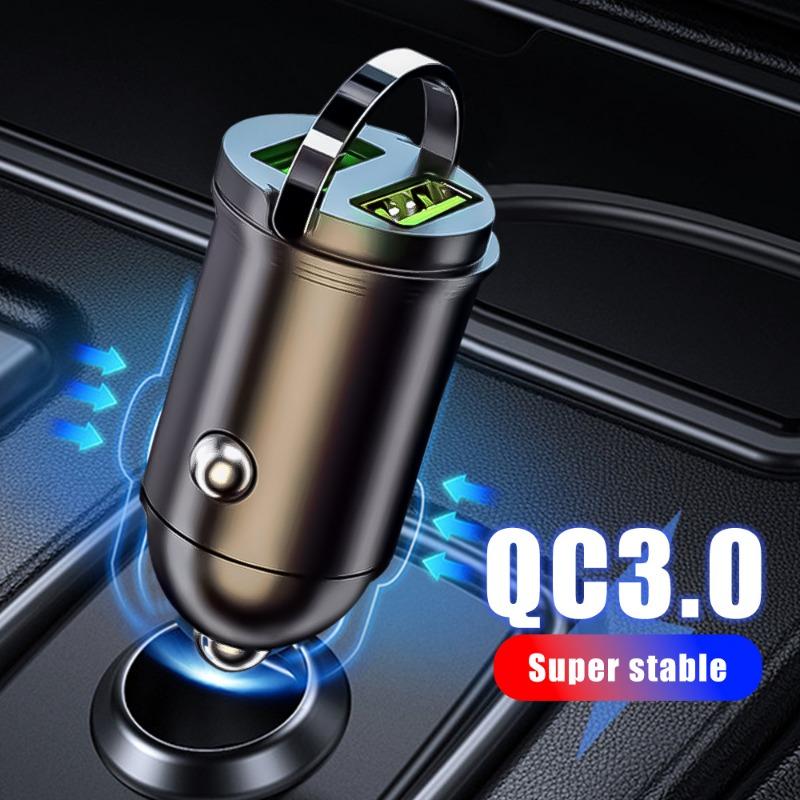Автомобильное зарядное устройство с двумя USB-портами мощностью 200 Вт, сверхбыстрая зарядка с мини-кольцом для мобильного телефона, зарядка WARP Flash, интерфейс QC3.0