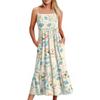 Women's Long Beach Casual Elegant Spaghetti Strap Maxi Dress Floral Low-key Flowing Bohemian Dress