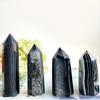 1pc Natural Black Agate Crystal Tower,Natural Stone for DIY, Home Decor Unique Gifts