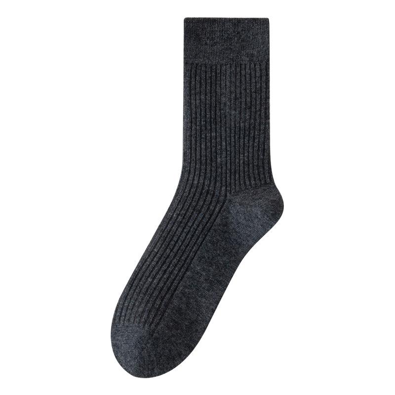 Winter Woolen Socks, Thickened and Warm Mid-calf Socks, Lined Lined Lined Long Calf Men's Socks, Solid Color Business Socks