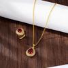 Elegant Vietnam Sand Gold Necklace and Zircon Teardrop Ring Set - Luxurious, Colorfast Jewelry