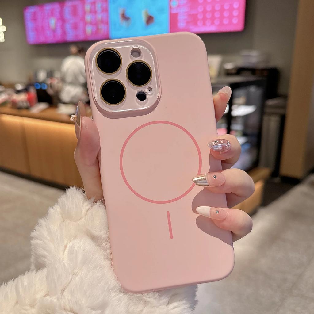 Жидкий силикон для Magsafe Защитный чехол для стеклянных линз для iPhone 17 16 14 13 11 12 15 Pro Max Plus Магнитная беспроводная зарядка Чехол