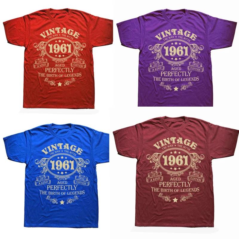 Vintage 1961 The Man The Myth The Birth of Legends T Shirts Graphic Cotton Streetwear Short Sleeve Birthday Gifts Summer T-shirt