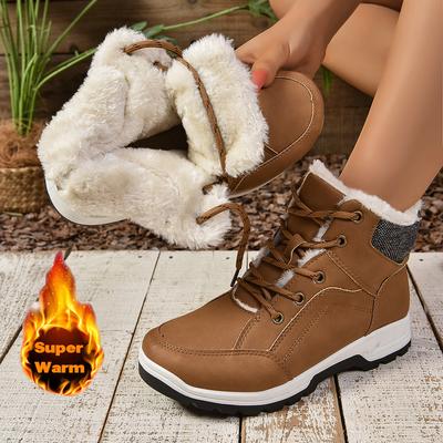 Модные новые зимние толстые плюшевые зимние ботинки женские на шнуровке с толстой подошвой теплые хлопковые подбитые туфли женские водонепроницаемые нескользящие кроссовки на платформе