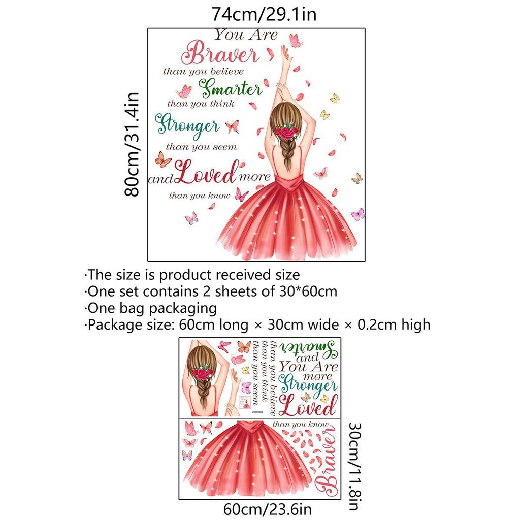 Настенная наклейка один метр девочка бабочка английская настенная наклейка фоновая стена украшение комнаты наклейка на стену самоклеящаяся наклейка на стену живопись