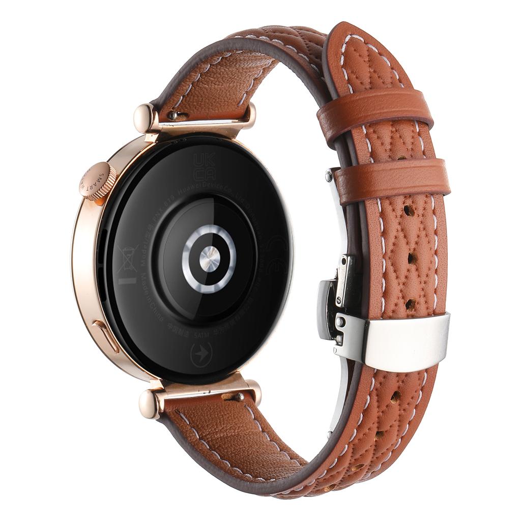 18mm Watch Band For Huawei Watch GT 5 Pro 42mm/GT 5 41mm/GT 4 41mm/Garmin Venu 3S ,Genuine Cow Leather Diamond Pattern Strap