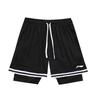 Li Ning Basketball Series Loose Fit Two-Piece Training Casual Shorts Men Shorts Black YAPU011-1
