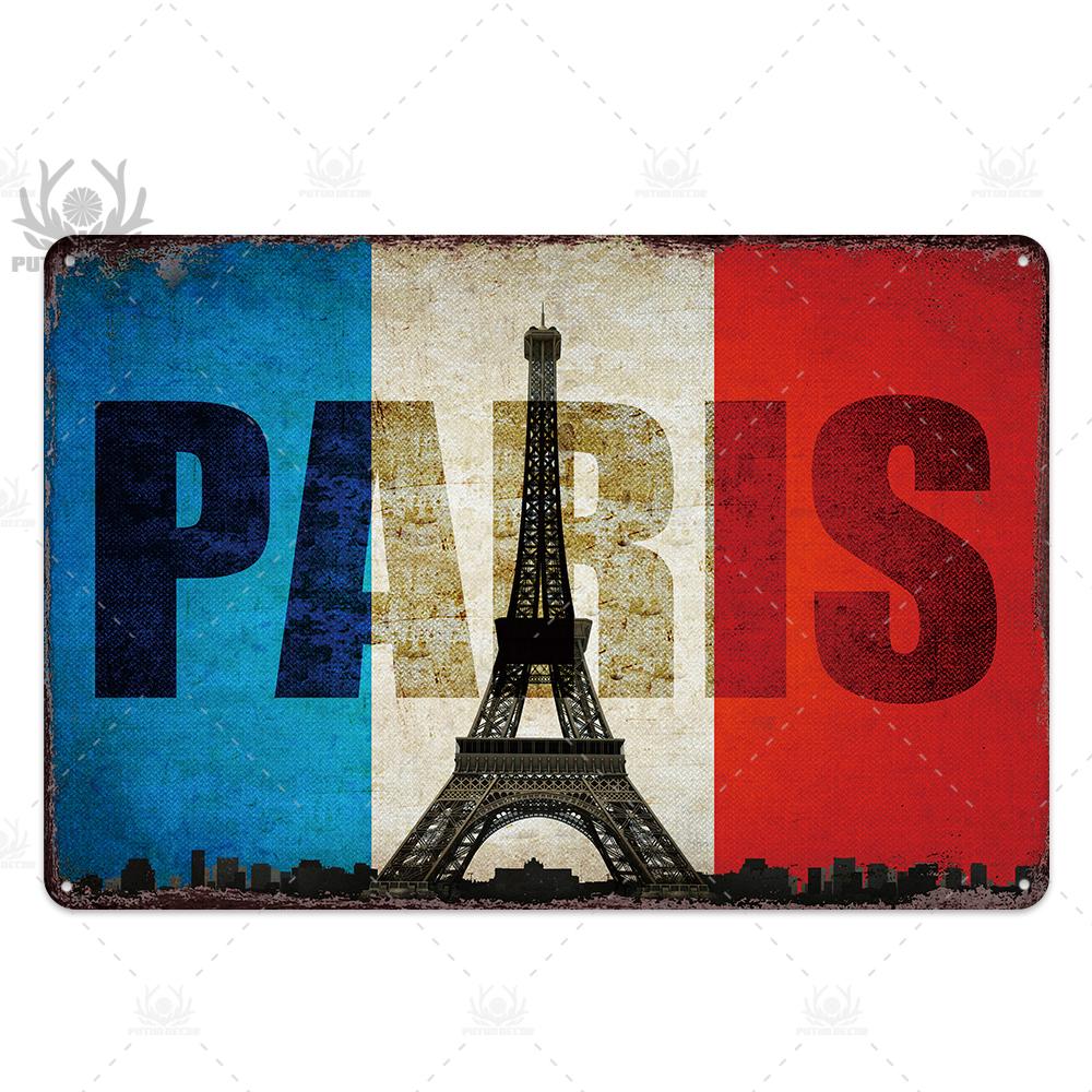 Decor Paris Vintage Tin Sign Plaque Metal Retro British Coffee Bar House Home Living Room Decorative Wall Poster