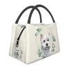 West Highland White Terrier Dog In Floral Gold Wreath Insulated Lunch Bags for Westie Pet Lover Portable Cooler Thermal Bento