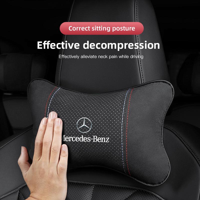 MTT5 Luxury Suede Car Seat Headrest Neck Lumbar Support For Mercedes Benz AMG W204 W205 W203 W211 W212 W213 W201 W210 W124 W126 W140