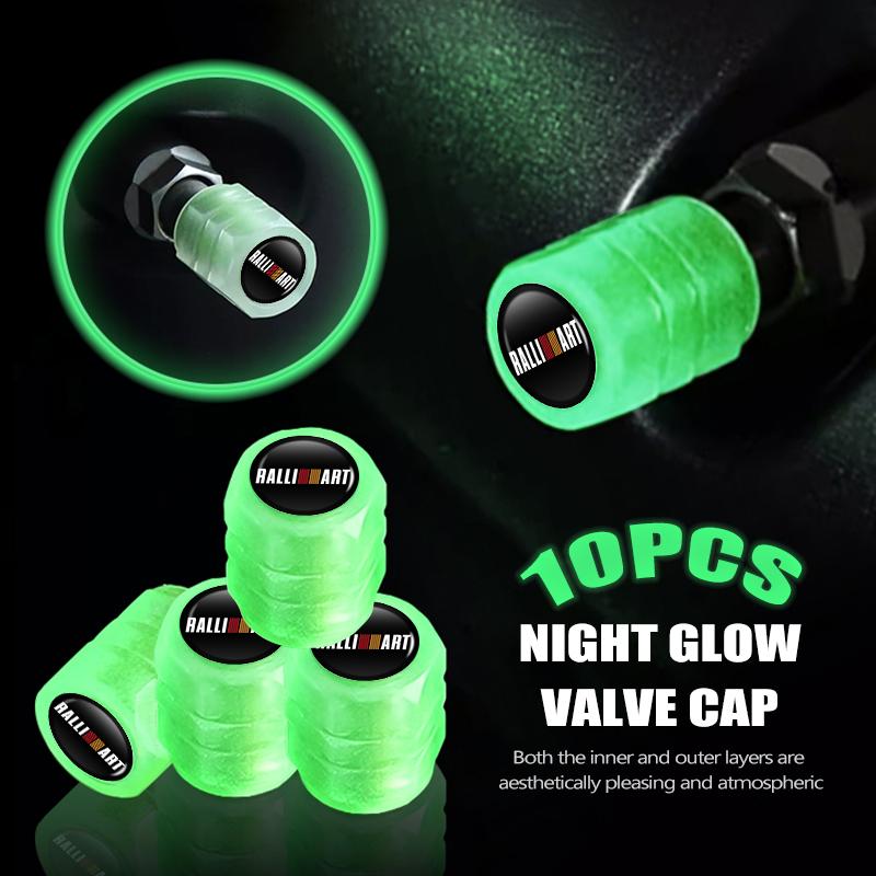 Для автомобилей Mitsubishi: 4 светящихся декоративных пылезащитных колпачка для ниппелей шин (Outlander, Lancer, Cross, Colt, Xpander, Mirage, Attrage).