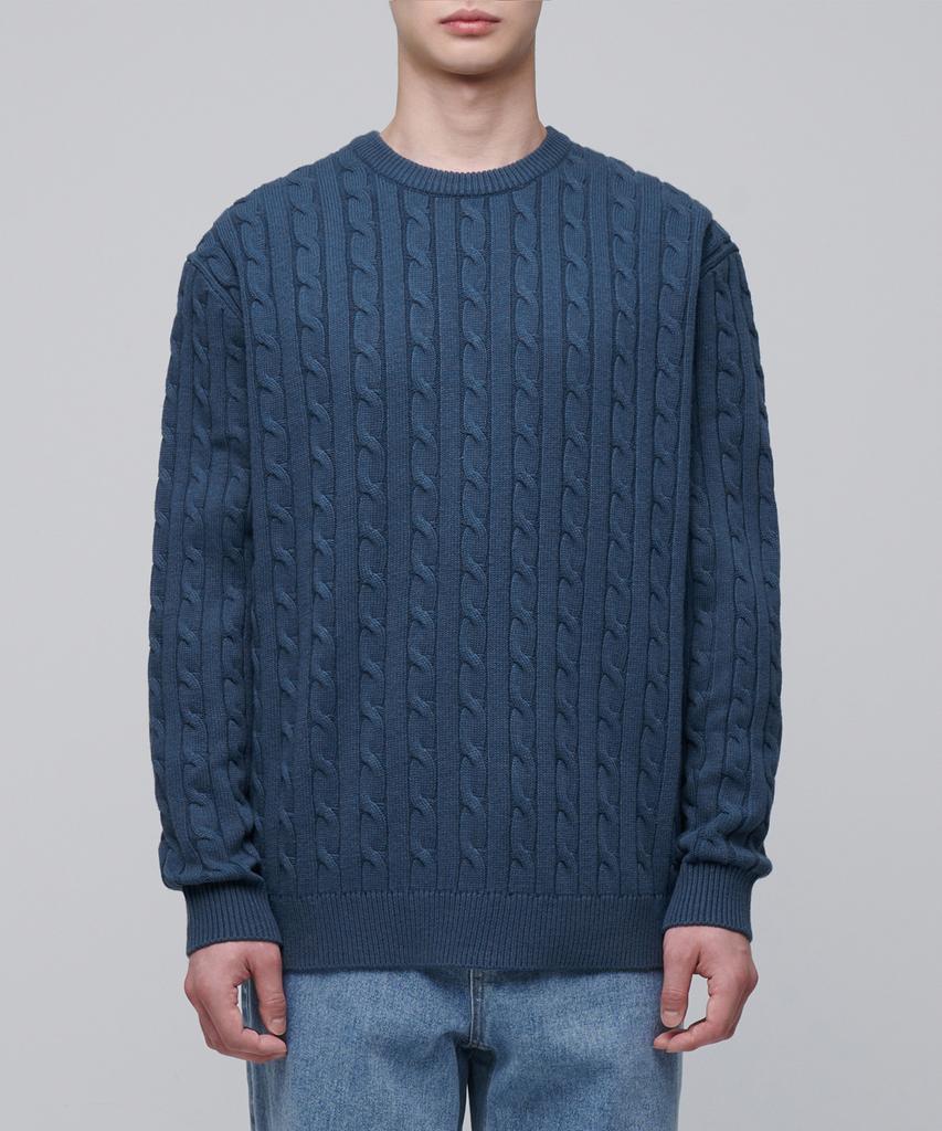 MUSINSA STANDARD Cable Crew Neck Knit [Midnight Blue]