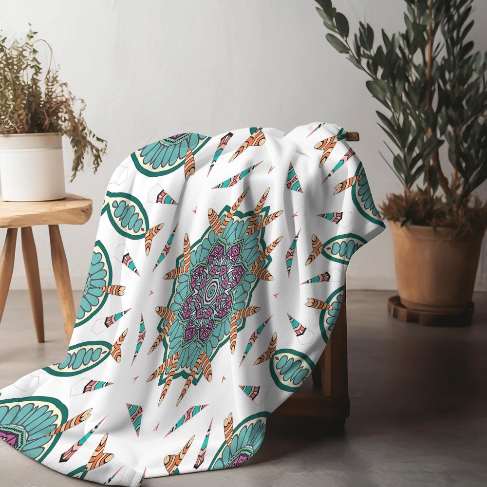 Colorful Mandala Print Blanket Abstract Geometric Throw Blanket Bohemian Bed Cover Decorative Sofa Blanket Home Decor