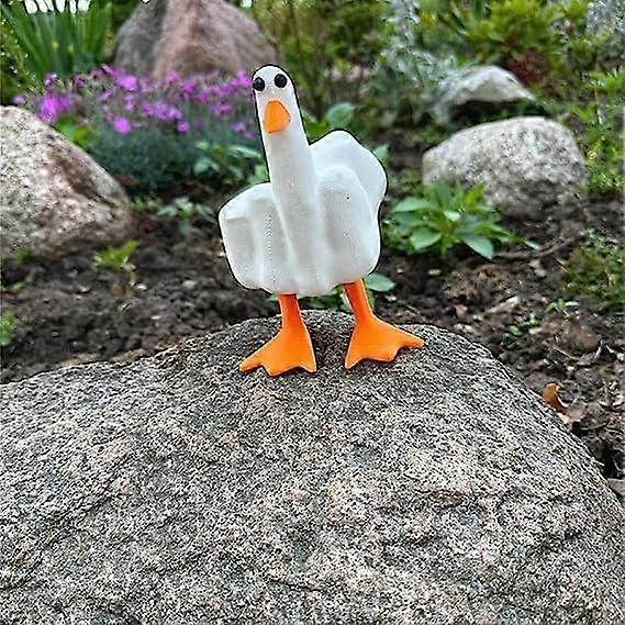 Middle Finger Duck Resin Ornament, Funny Middle Finger Duck Figurine Funny Middle Finger Duck Statue Decoration Middle Finger Duck