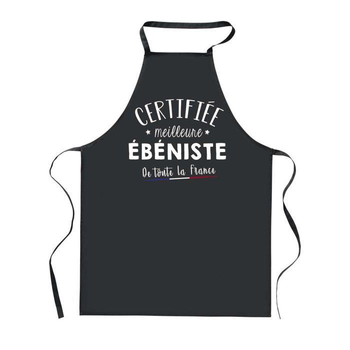 Planetee Tablier de Cuisine Noir Certifiée meilleure Ébéniste – Cadeau Femme, Barbecue, Jardinage, Tâches ménagères