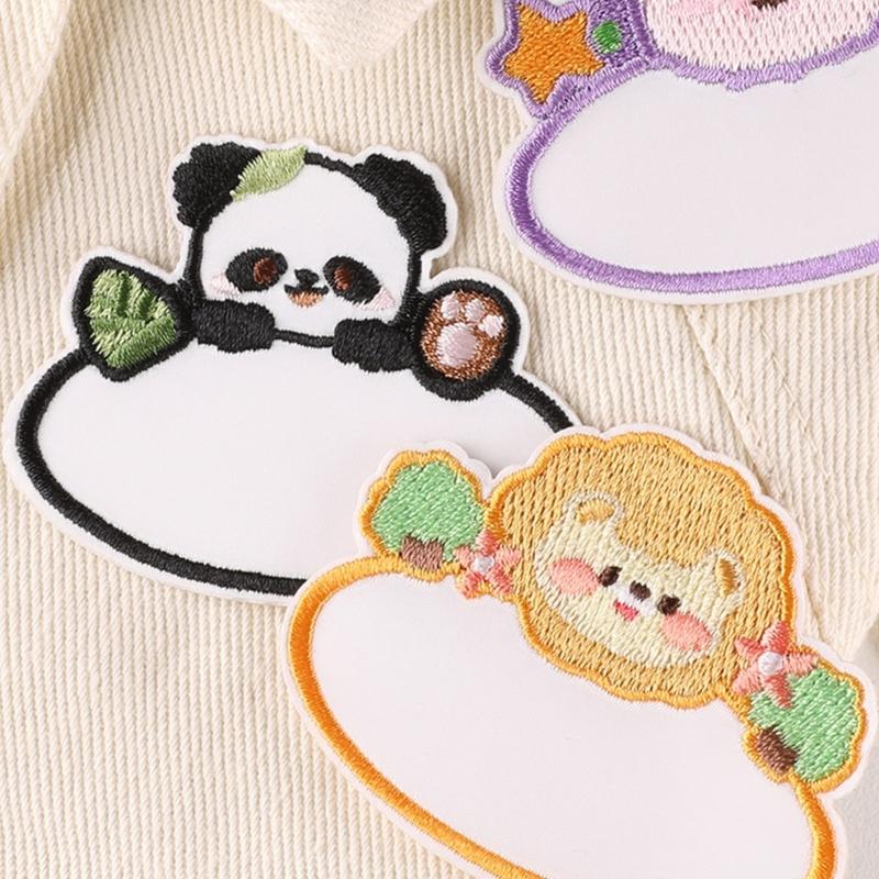 8 шт. Мультяшные животные Пустые нашивки с вышивкой для имени Ремонтные нашивки Термонаклейки Нашивки для пришивания Медведь для одежды обуви