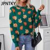 JPNTKY Women's Fashion Casual Floral Print Autumn Winter Long Sleeve O-Neck Loose Sweaters