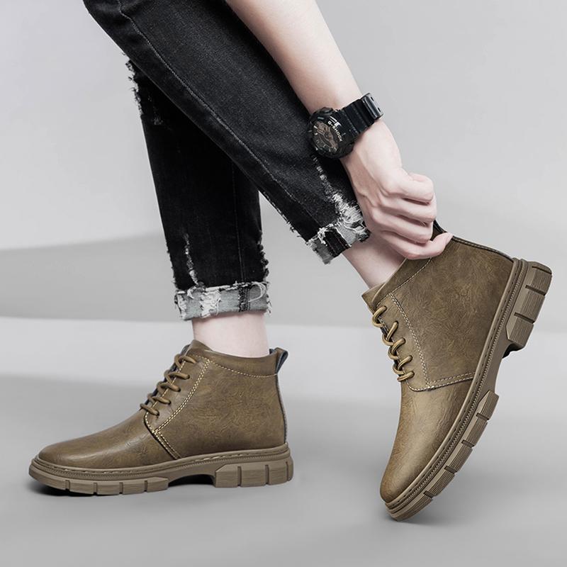 Модные мужские ботинки из натуральной кожи, роскошные кожаные ботильоны для мужчин с плюшевой подкладкой, теплые зимние мужские кроссовки для отдыха на открытом воздухе, размер 37-47