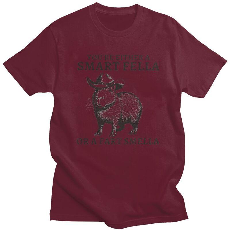 Funny Capybara YouRe Either A Smart Fella Or A Fart Smella Tshirt Unisex Short Sleeves Clothing Loose Fit 100 Cotton Tee Tops