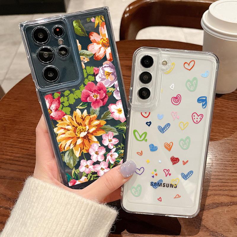 Чехол для телефона с цветными лозами для Samsung S25 Ultra S24 FE S23 A56 A36 A55 5G A16 A25 A35 A33 A54 S22 Plus, противоударный, прозрачный, силиконовый чехол
