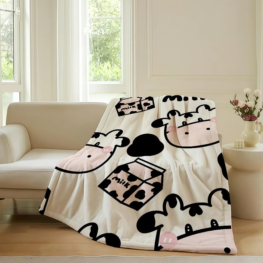 Holstein Spots Cow Texture Blanket Warm Soft Suitable For Bedroom Sofa Bed Living Room Office Travel Camping Gifts