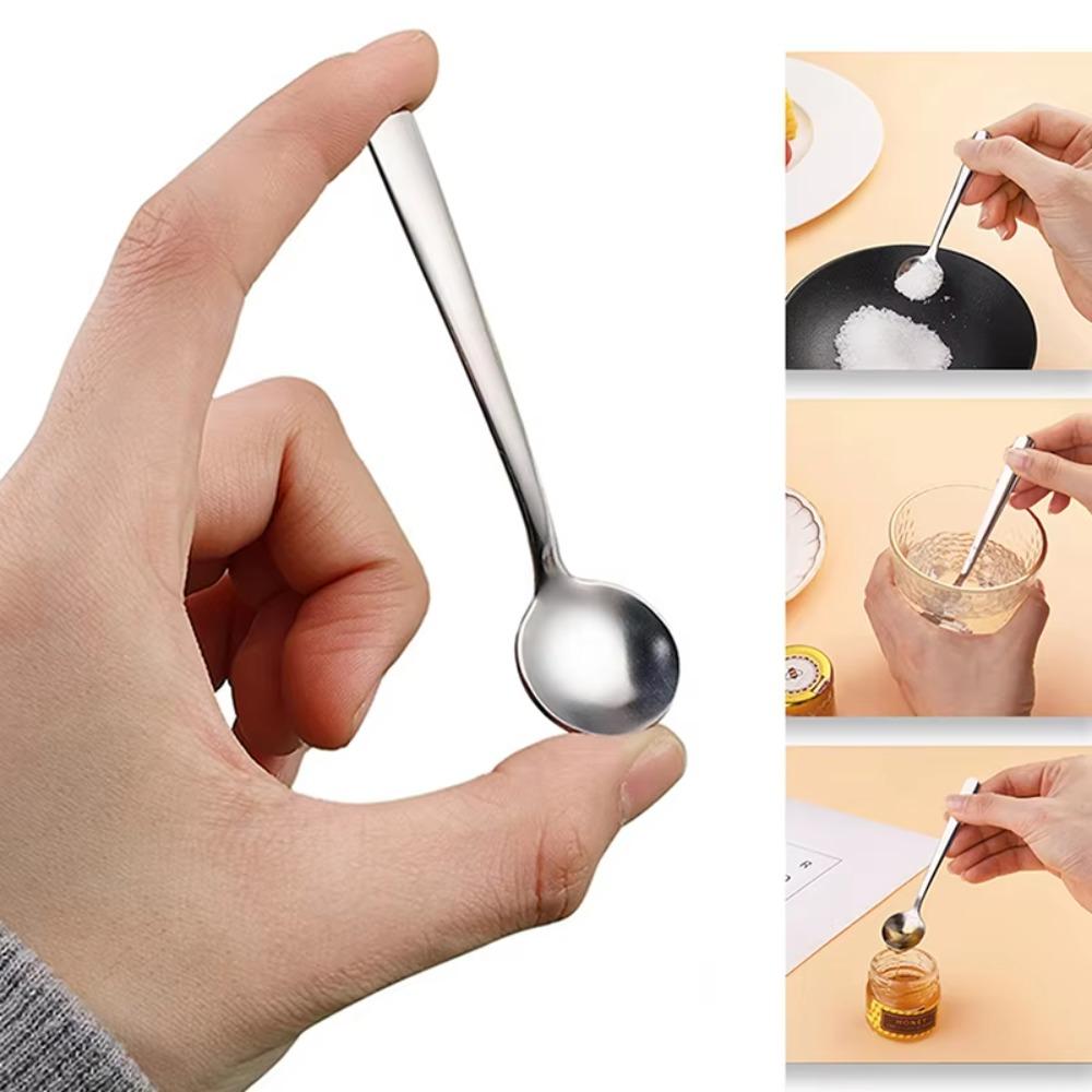 10pcs Stainless Steel Tiny Spoon Durable Seasoning Spoon Multipurpose Mini Coffee Spoon Restaurant