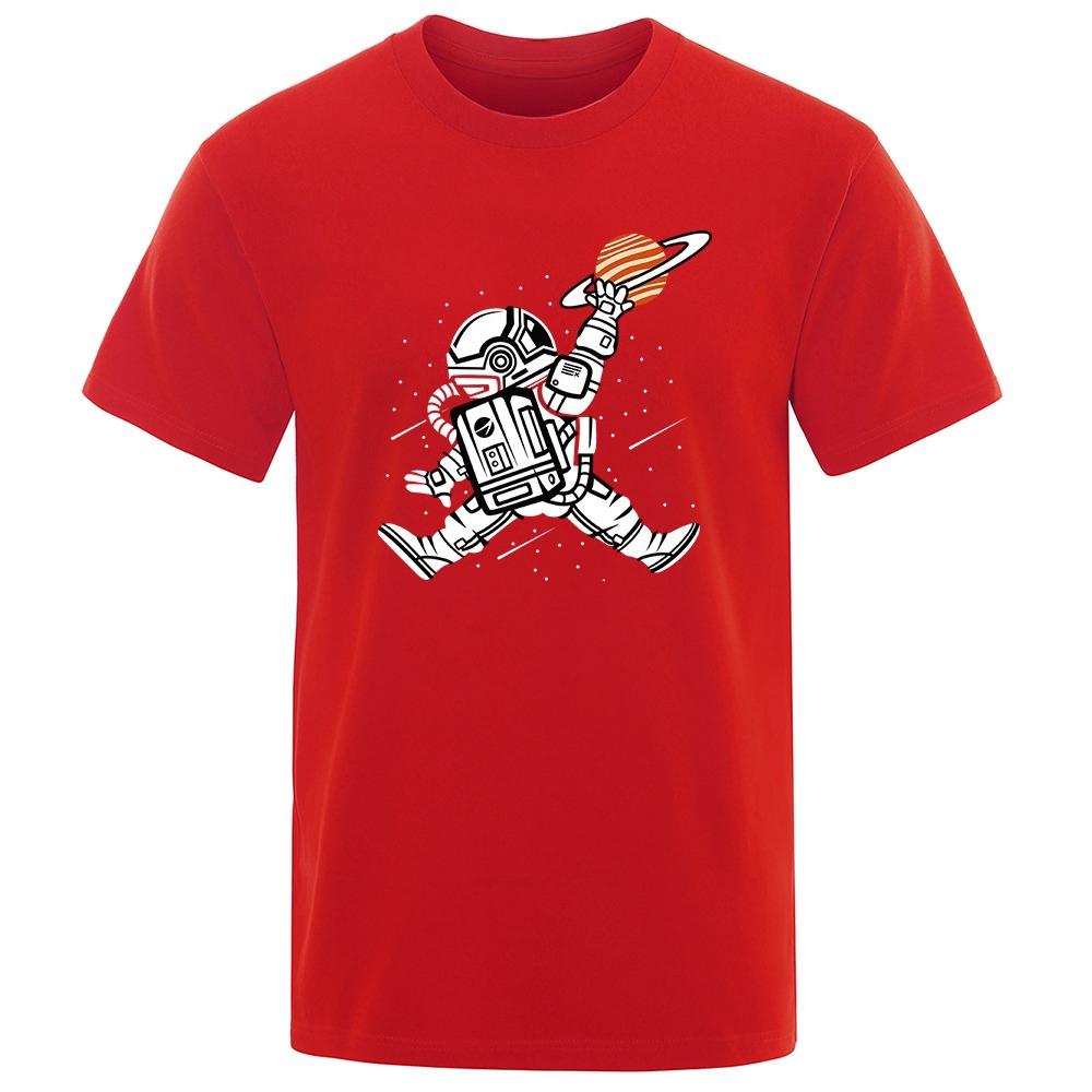 Футболка Spaceman Dunk для мужчин и женщин, хлопковая эко-футболка, одежда, футболки большого размера, дышащие, свободные, с коротким рукавом, хип-хоп, удобные топы