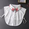 Embroidery Fake Collar Shirt Women White Chiffon False Collars Woman Detachable  Collar For Sweater Removable Half Shirt Tie